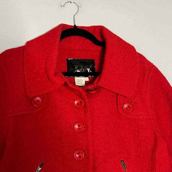 Vintage LAL Red Wool Short Sleeved Cropped Peacoat Jacket Size Large - Picture 3 of 4